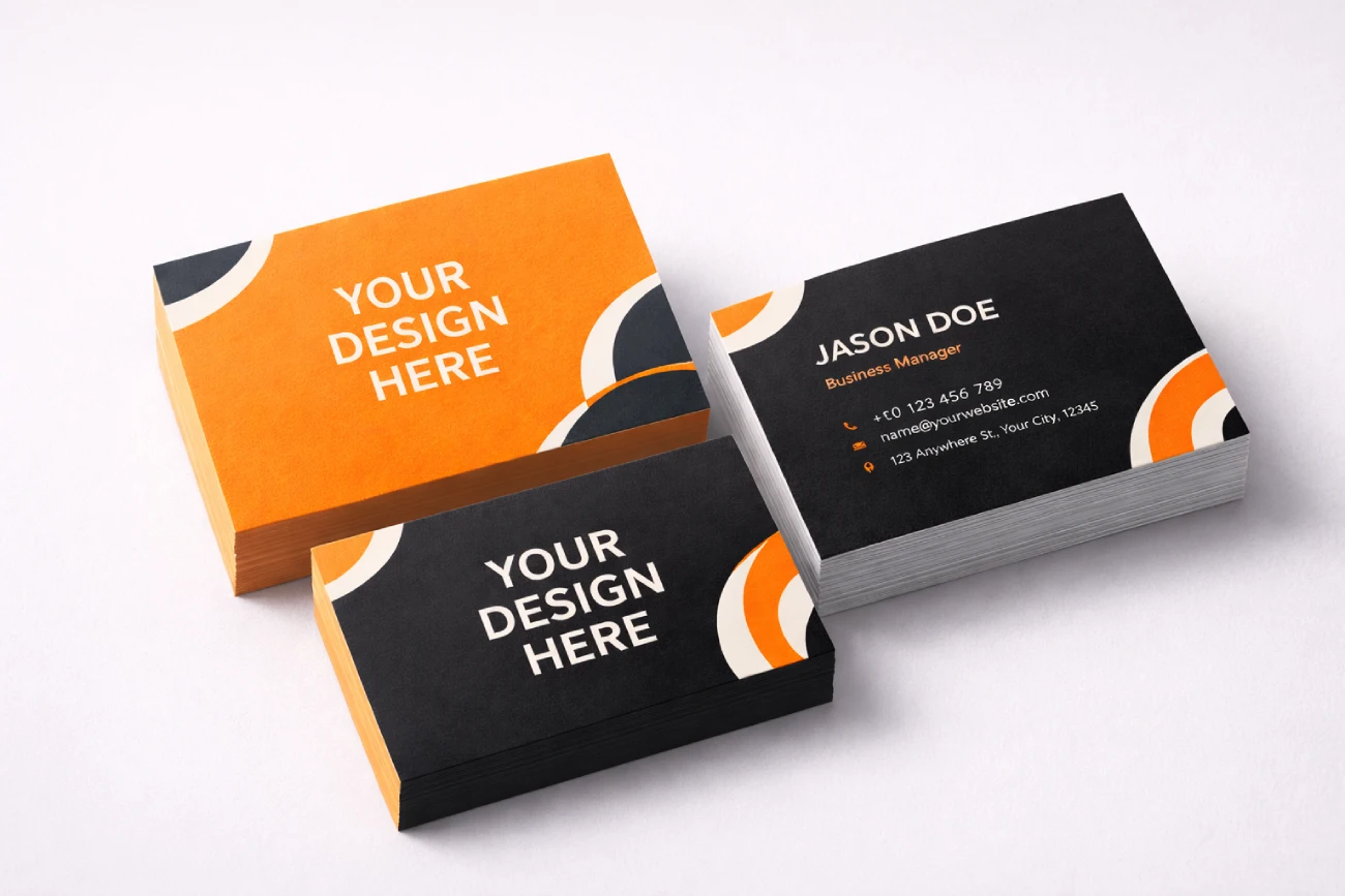 business card mockup with orange & black color